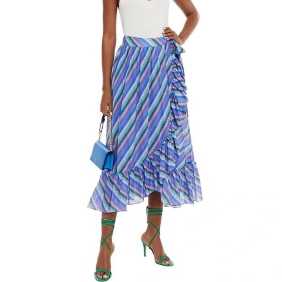 Zimmermann Poppy Striped Wrap Skirt